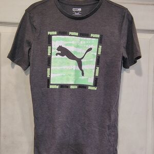 Puma Boy's Size L Charcoal Tee with Lime Highlights